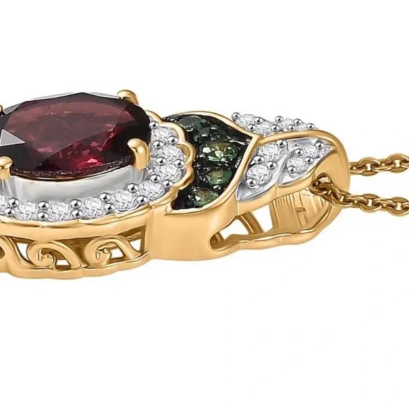 Rhodolite Garnet and Multi Gemstone 2.75 ctw Regal Bloom Pendant Necklace - Picture 3 of 6